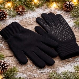 Black Touchscreen Winter Gloves with Anti-Slip Grip